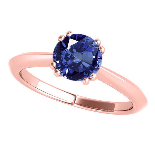 1.00 Carat Sapphire Gemstone Solitaire Engagement Rings For Women in 10K White Rose & Yellow Gold Mauli Jewels