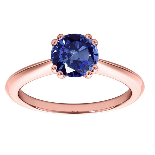 1.00 Carat Sapphire Gemstone Solitaire Engagement Rings For Women in 10K White Rose & Yellow Gold Mauli Jewels