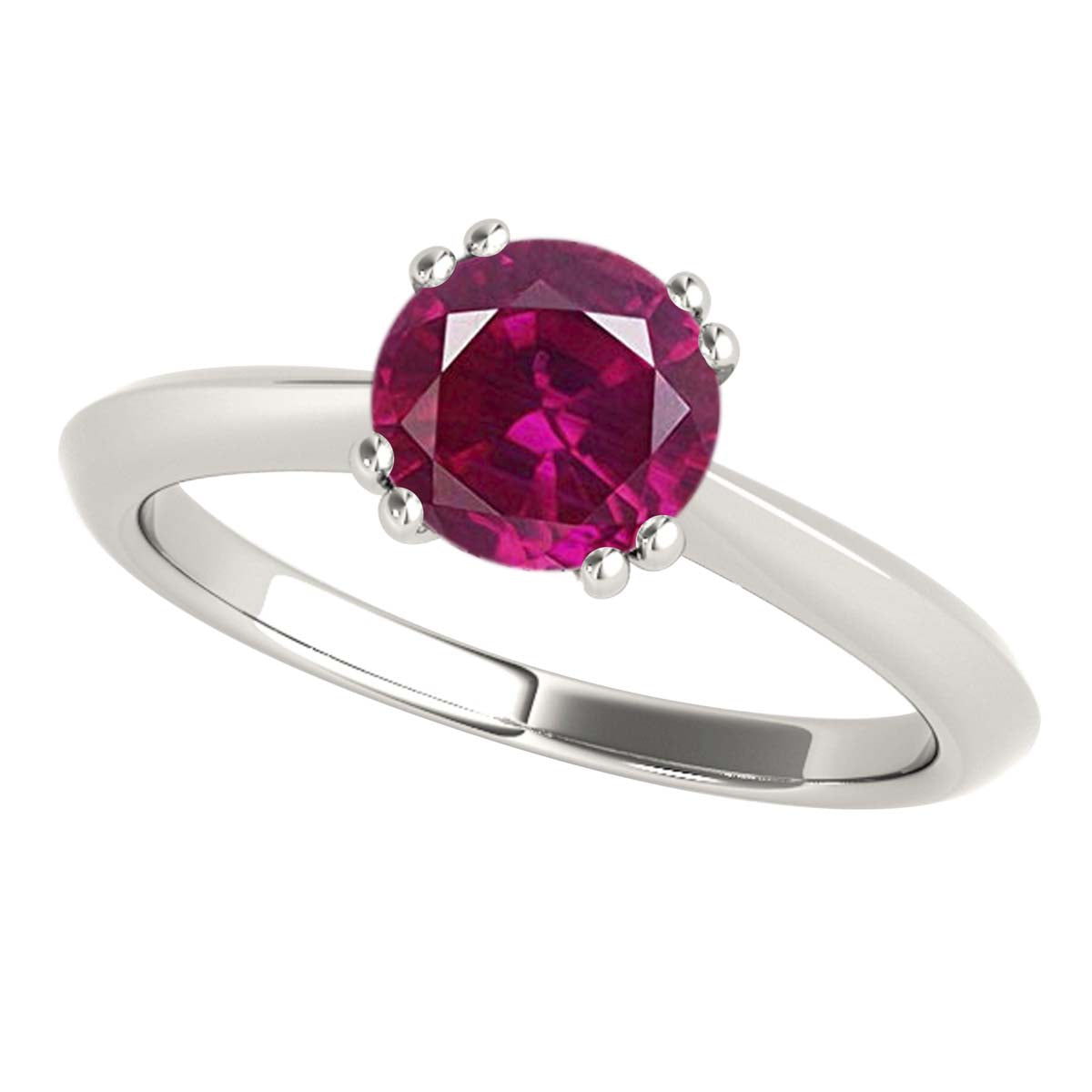 1.00 Carat Ruby Gemstone Solitaire Engagement Ring for Women in 10K White, Rose & Yellow Gold Mauli Jewels