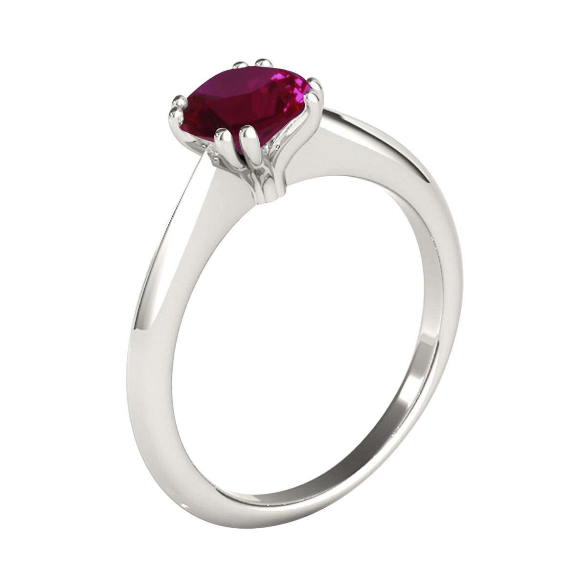 1.00 Carat Ruby Gemstone Solitaire Engagement Ring for Women in 10K White, Rose & Yellow Gold Mauli Jewels