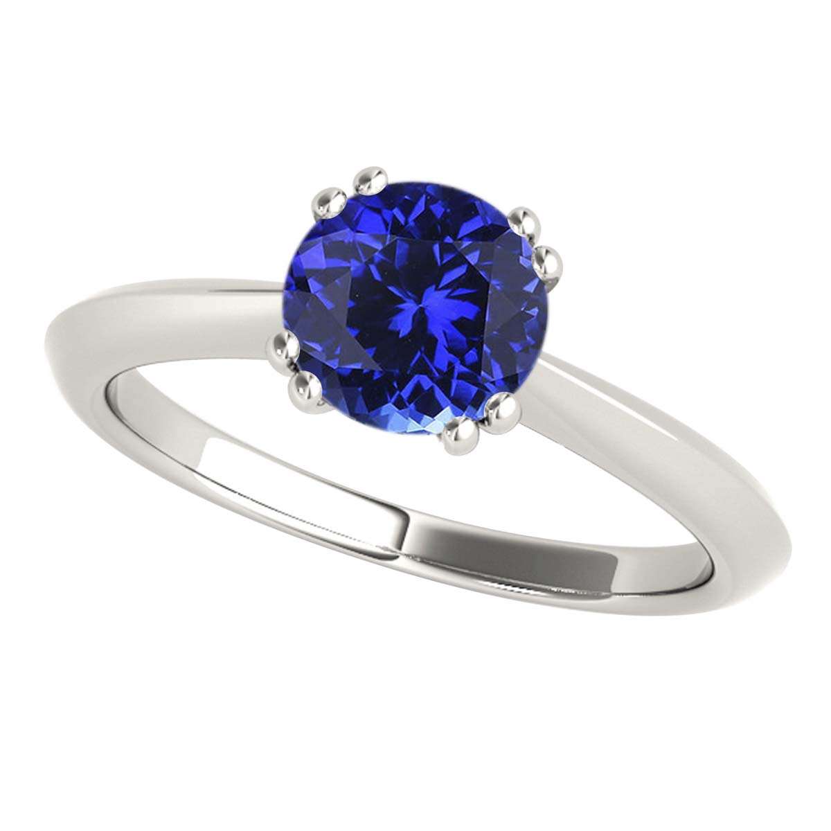 1.00 Carat Tanzanite Gemstone Solitaire Engagement Rings for Women in 10K White, Rose, and Yellow Gold Mauli Jewels