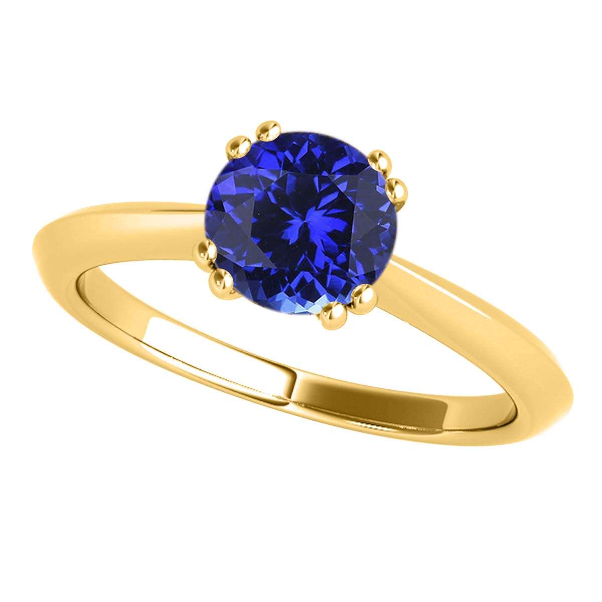 1.00 Carat Tanzanite Gemstone Solitaire Engagement Rings for Women in 10K White, Rose, and Yellow Gold Mauli Jewels