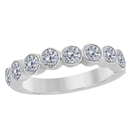 MAULIJEWELS 14K White Rose Yellow Gold 0.55 Carat Brilliant Cut Diamond Bezel Set Wedding Band For Women Mauli Jewels