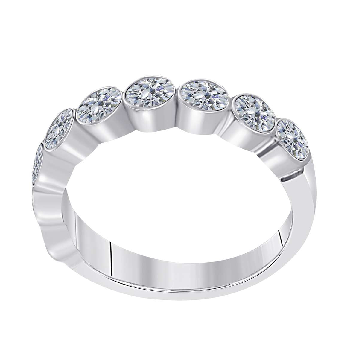 1.00 Carat Round Diamond Bezel Set Wedding Engagement Band For Women In 14K Rose White / Yellow Gold Mauli Jewels