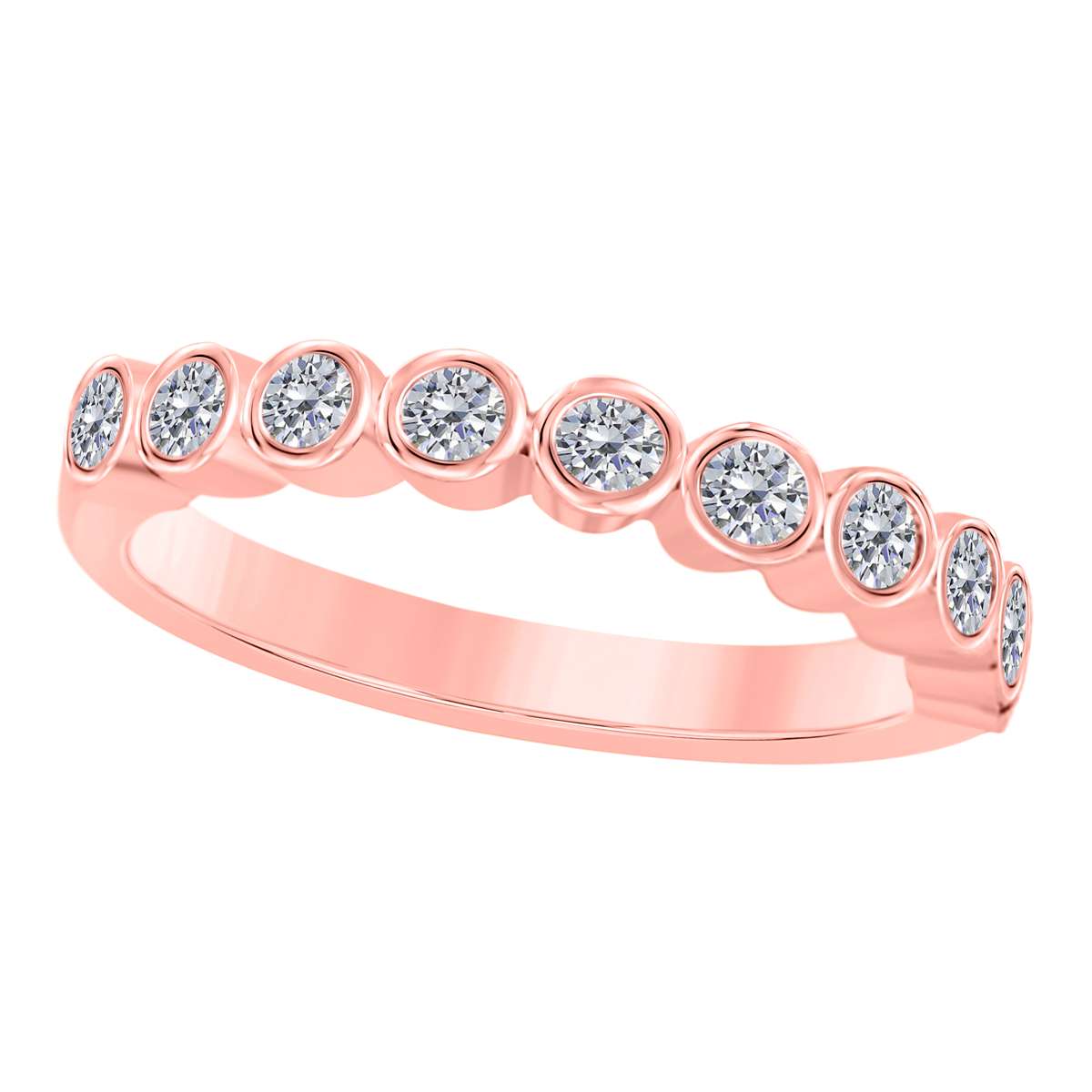 MAULIJEWELS 1/2 Carat Natural Diamond Bezel Set Wedding Band For Women In 14K Rose White & Yellow Gold Mauli Jewels