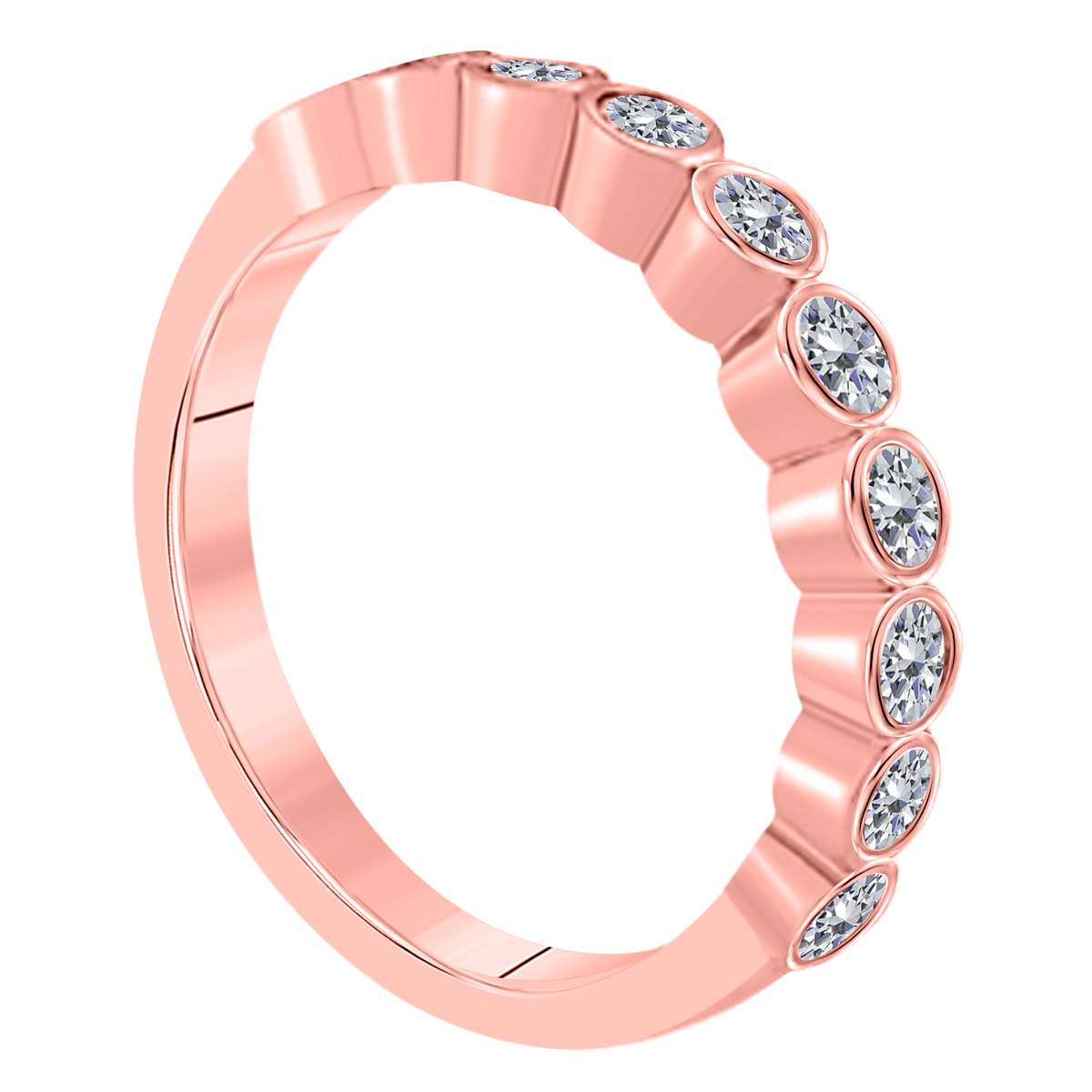 MAULIJEWELS 1/2 Carat Natural Diamond Bezel Set Wedding Band For Women In 14K Rose White & Yellow Gold Mauli Jewels