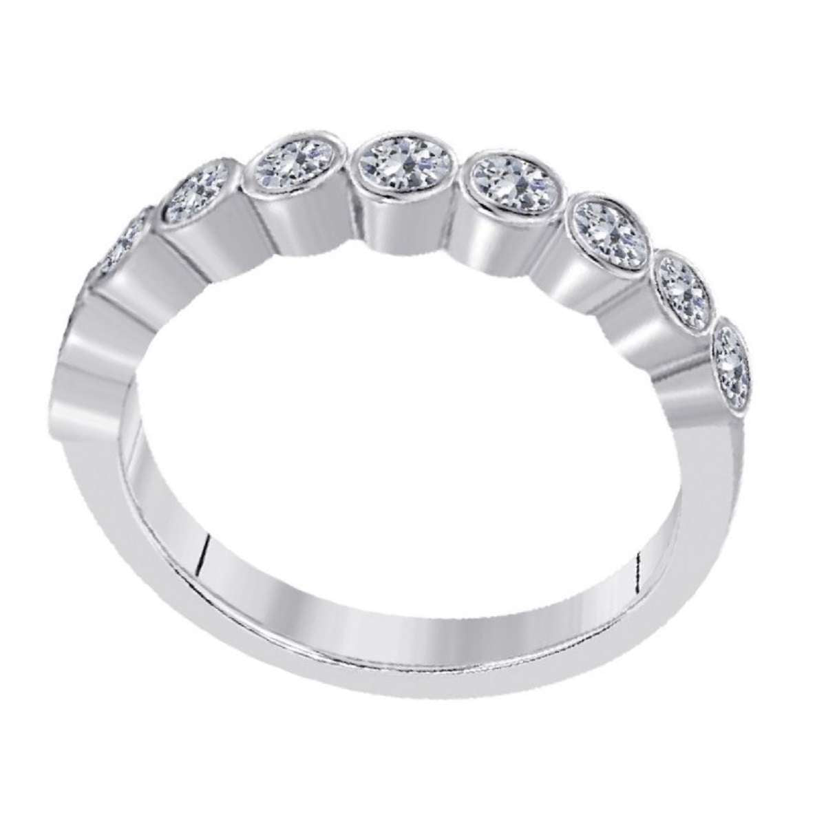 MAULIJEWELS 1/2 Carat Natural Diamond Bezel Set Wedding Band For Women In 14K Rose White & Yellow Gold Mauli Jewels