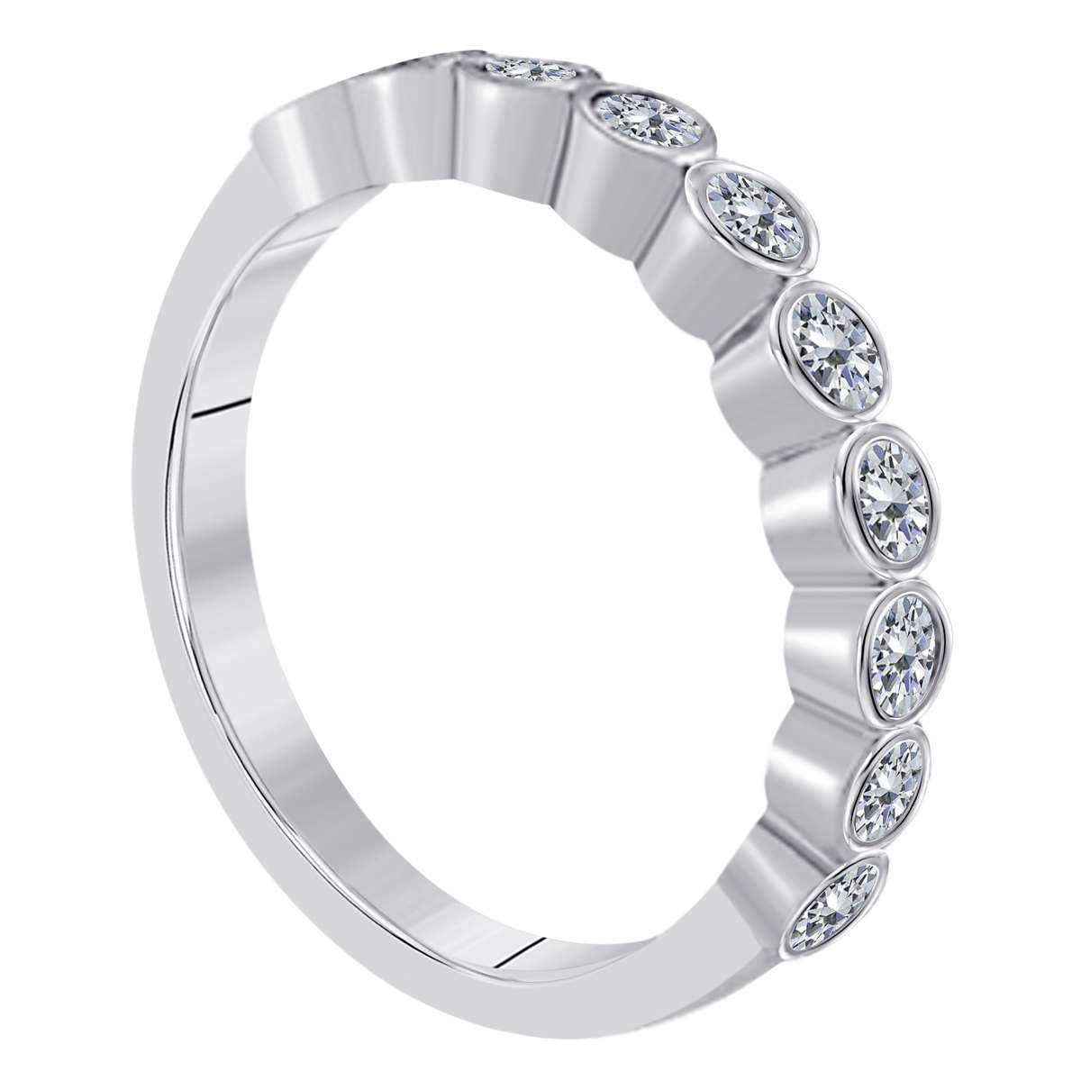 MAULIJEWELS 1/2 Carat Natural Diamond Bezel Set Wedding Band For Women In 14K Rose White & Yellow Gold Mauli Jewels