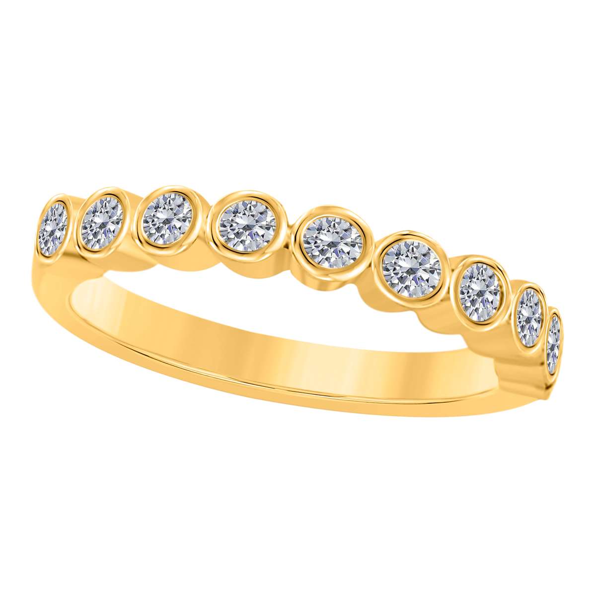 MAULIJEWELS 1/2 Carat Natural Diamond Bezel Set Wedding Band For Women In 14K Rose White & Yellow Gold Mauli Jewels