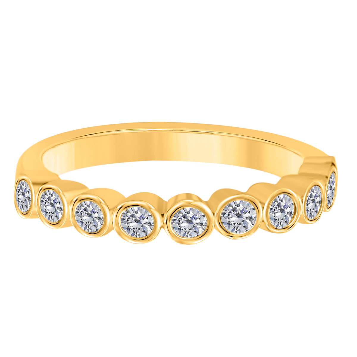 MAULIJEWELS 1/2 Carat Natural Diamond Bezel Set Wedding Band For Women In 14K Rose White & Yellow Gold Mauli Jewels