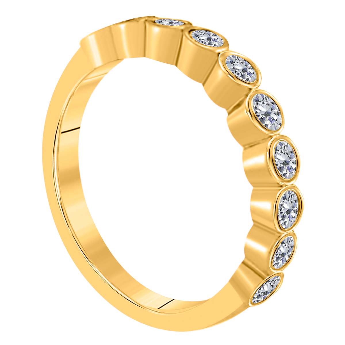 MAULIJEWELS 1/2 Carat Natural Diamond Bezel Set Wedding Band For Women In 14K Rose White & Yellow Gold Mauli Jewels