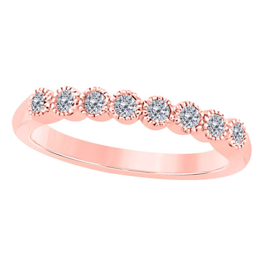 0.25 Carat Bezel Set Diamond Wedding Band For Women In 10K Rose White & Yellow Gold Mauli Jewels
