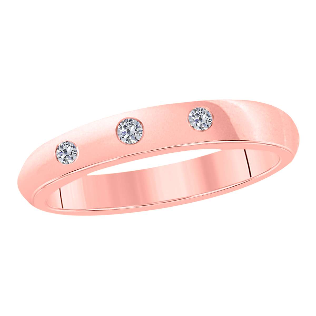 0.10 Carat Natural Diamond Bezel Set Wedding Band For Women In 10K White Rose & Yellow Gold Mauli Jewels