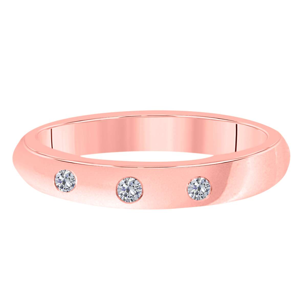 0.10 Carat Natural Diamond Bezel Set Wedding Band For Women In 10K White Rose & Yellow Gold Mauli Jewels