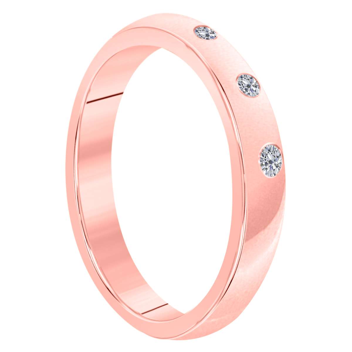 0.10 Carat Natural Diamond Bezel Set Wedding Band For Women In 10K White Rose & Yellow Gold Mauli Jewels