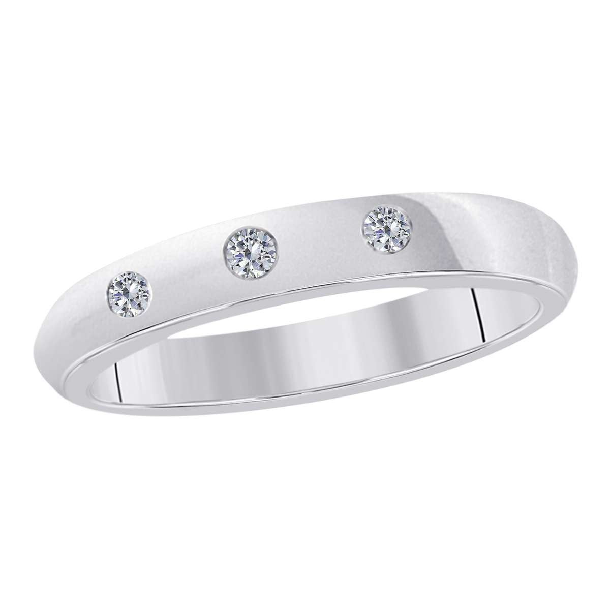 0.10 Carat Natural Diamond Bezel Set Wedding Band For Women In 10K White Rose & Yellow Gold Mauli Jewels