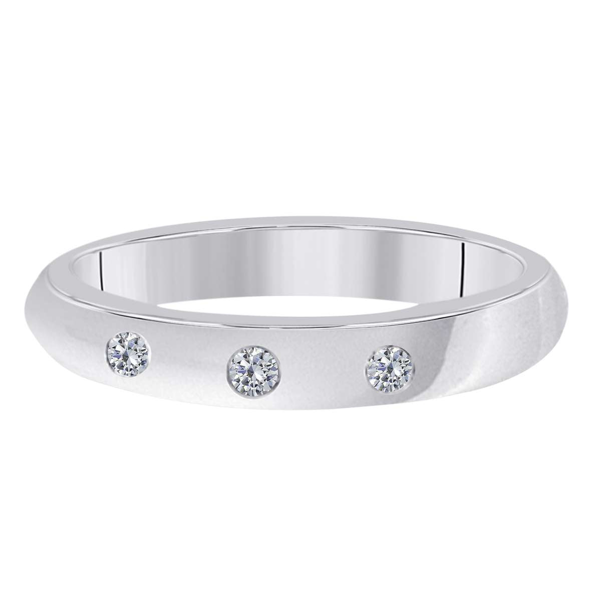 0.10 Carat Natural Diamond Bezel Set Wedding Band For Women In 10K White Rose & Yellow Gold Mauli Jewels