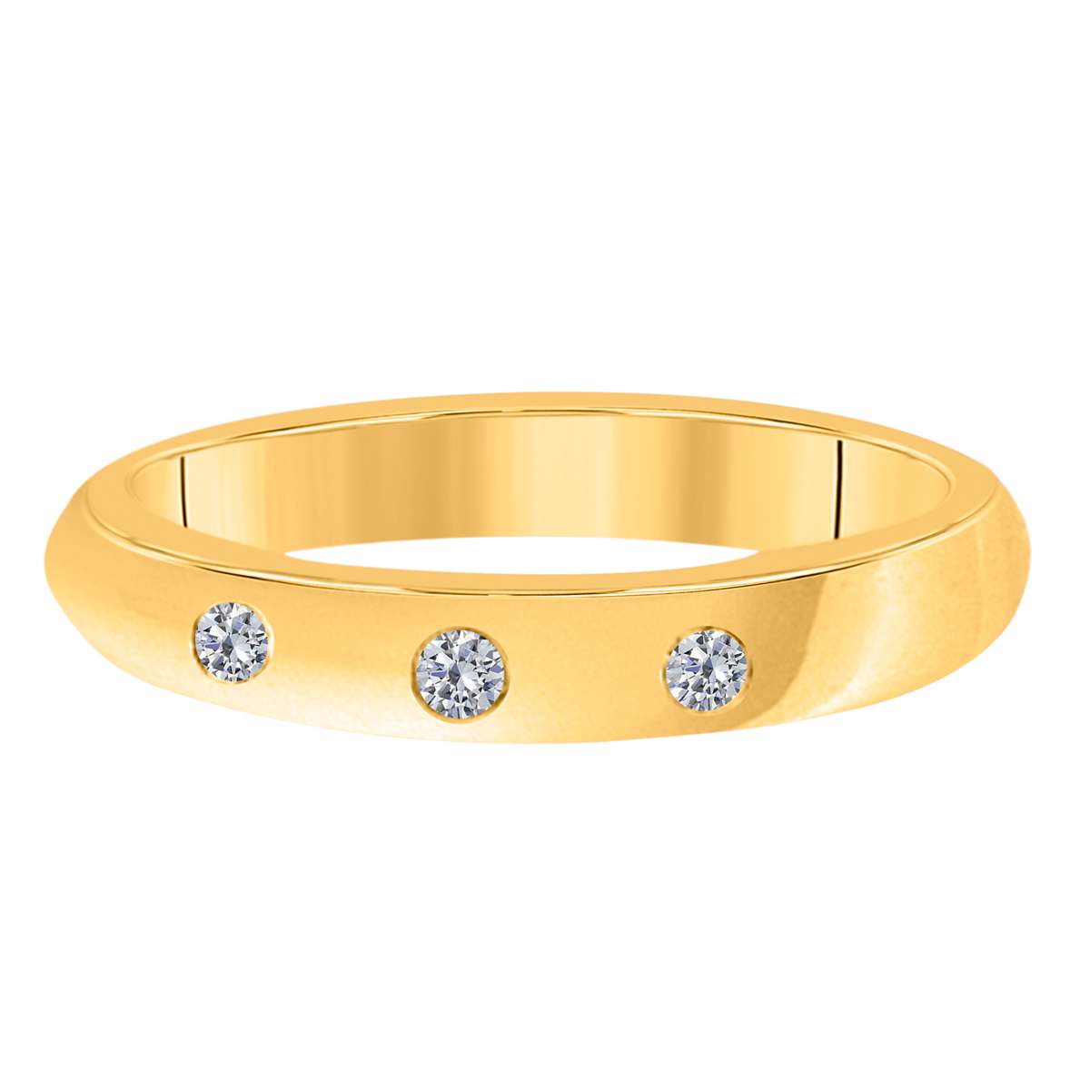0.10 Carat Natural Diamond Bezel Set Wedding Band For Women In 10K White Rose & Yellow Gold Mauli Jewels