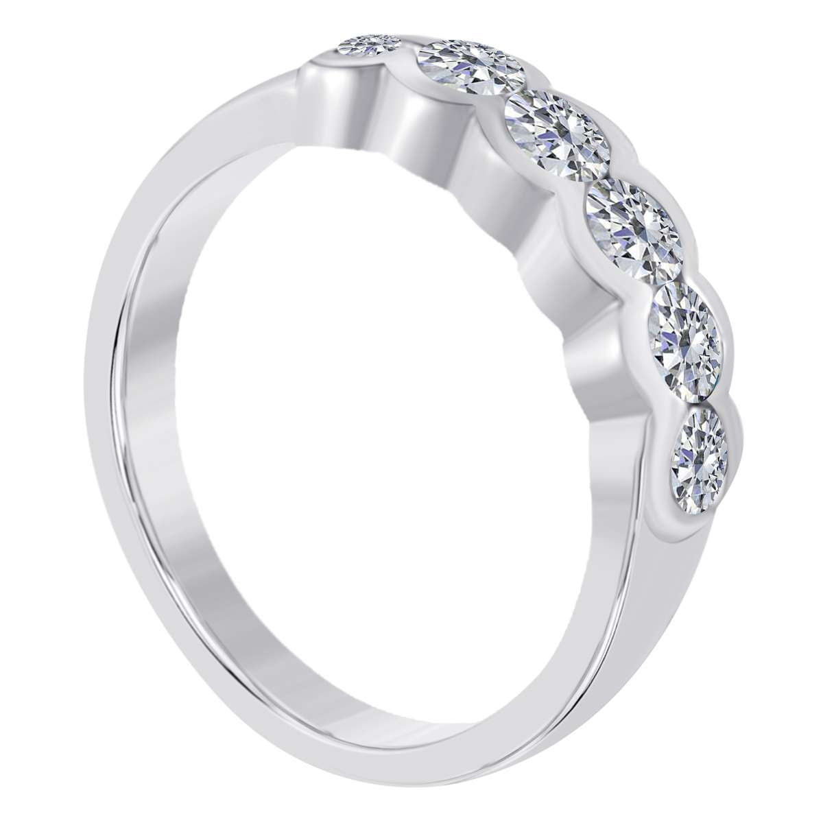 0.75 Carat Diamond Bezel Unique Wedding Band For Women In Solid 14K Rose White & Yellow Gold Mauli Jewels
