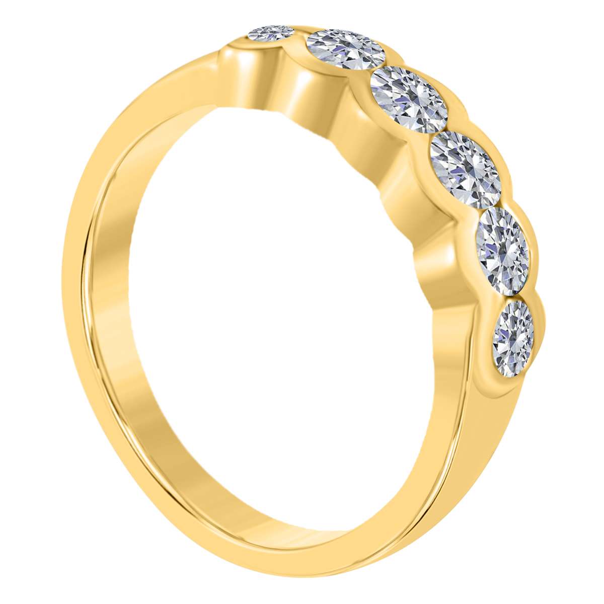 0.75 Carat Diamond Bezel Unique Wedding Band For Women In Solid 14K Rose White & Yellow Gold Mauli Jewels