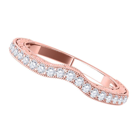 0.25 Carat Sparkling Round Diamond Hand-Finished Wedding Band For Women In 10K Rose White & Yellow Gold Mauli Jewels