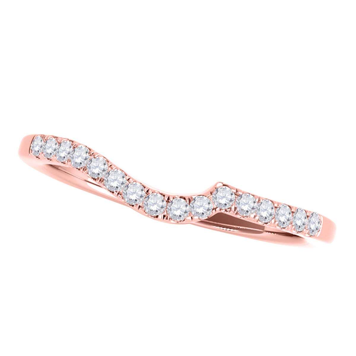 0.15 Carat Diamond Curved Wedding Engagement Band For Women in 10K White Rose & Yellow Gold Mauli Jewels