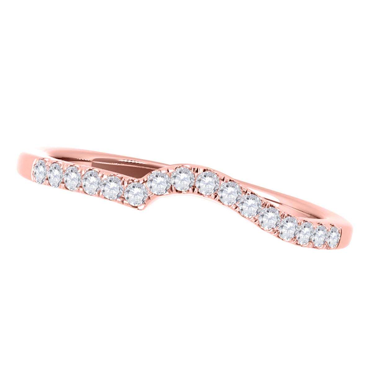 0.15 Carat Diamond Curved Wedding Engagement Band For Women in 10K White Rose & Yellow Gold Mauli Jewels