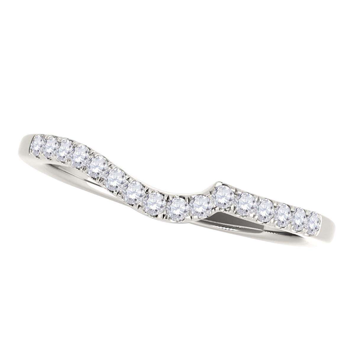 0.15 Carat Diamond Curved Wedding Engagement Band For Women in 10K White Rose & Yellow Gold Mauli Jewels