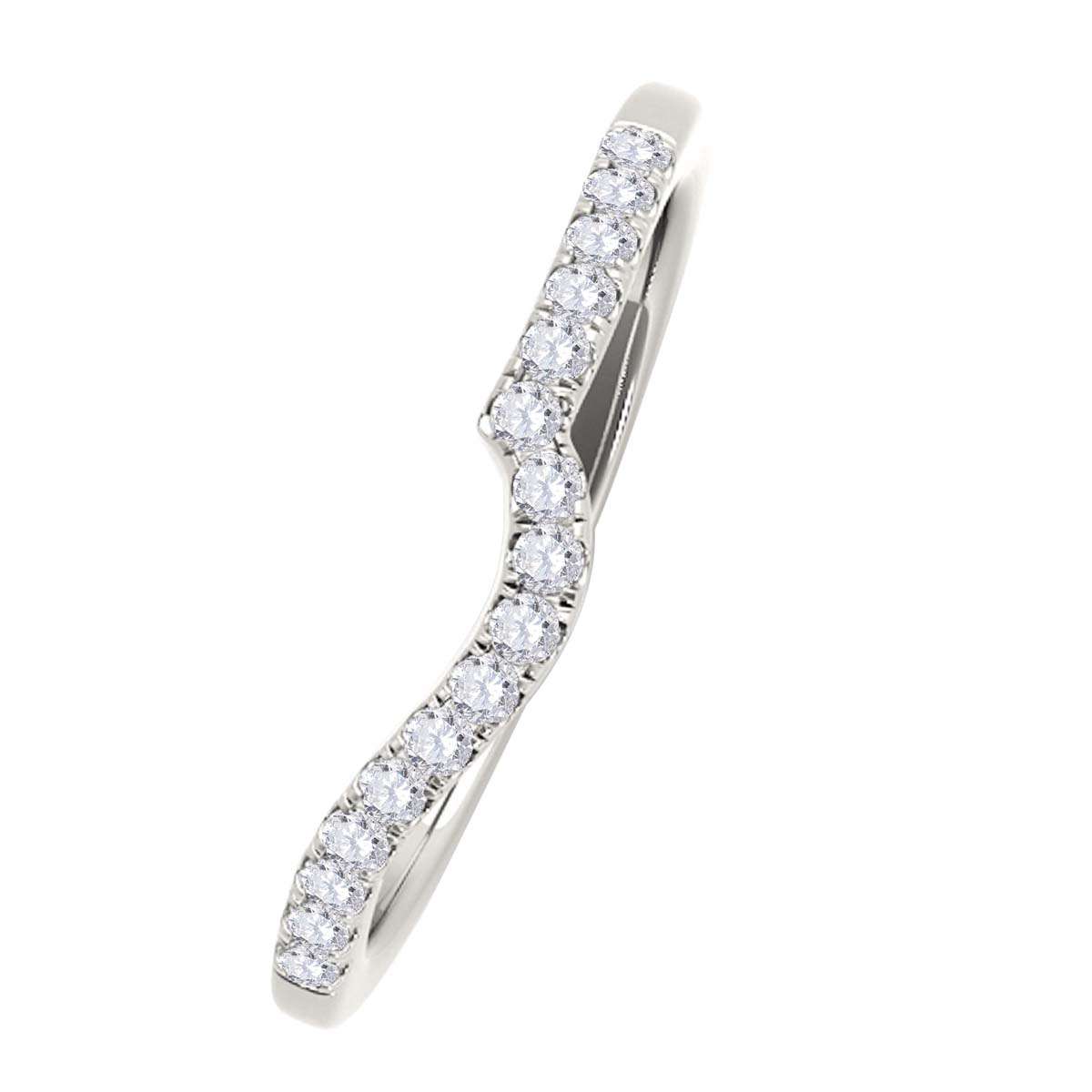 0.15 Carat Diamond Curved Wedding Engagement Band For Women in 10K White Rose & Yellow Gold Mauli Jewels