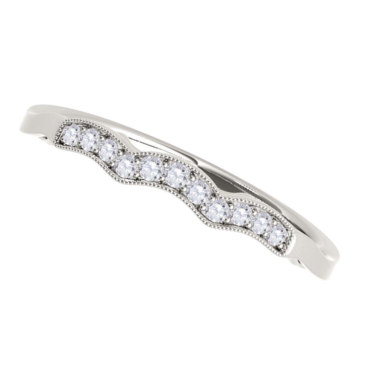 0.05 Carat Diamond Lightweight Curved Wedding Band For Women In 10K Rose White & Yellow Gold Mauli Jewels