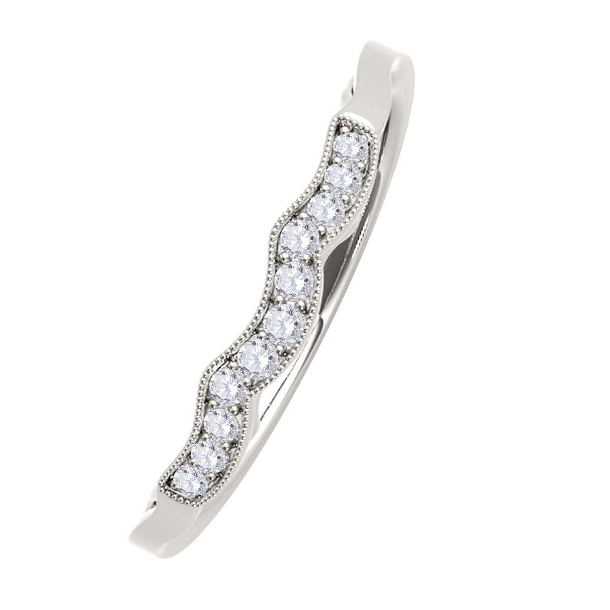 0.05 Carat Diamond Lightweight Curved Wedding Band For Women In 10K Rose White & Yellow Gold Mauli Jewels
