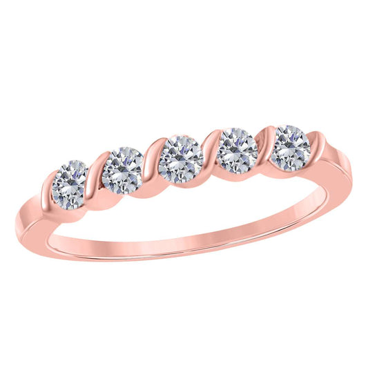 0.50 Carat Classic White Diamond Channel Set Wedding Band For Women In 14K Rose White & Yellow Gold Mauli Jewels