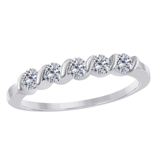 1.00 Carat Brilliant Cut Five Stone Natural Diamond Wedding Band For Women in 14K Rose White & Yellow Gold Mauli Jewels