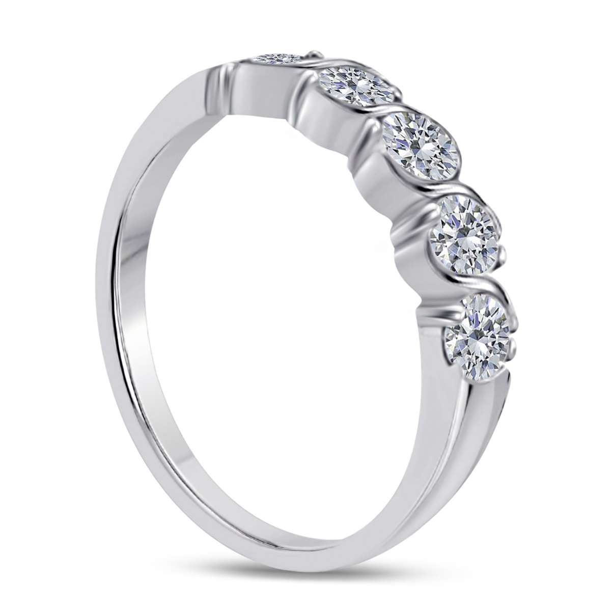 1/2 Carat Five Stone Prong Set Natural Diamond Wedding Band For Women In 14K Rose White & Yellow Gold Mauli Jewels