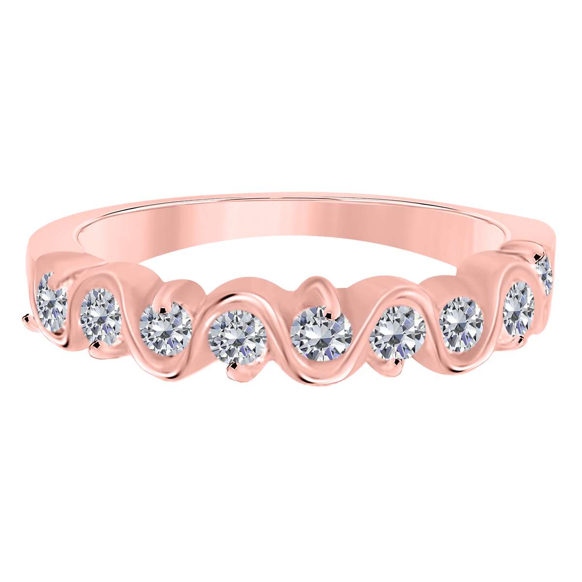 1/2 Carat Natural Prong Set Diamond Engagement Wedding Band For Women in 10K Rose/ White & Yellow Gold Mauli Jewels