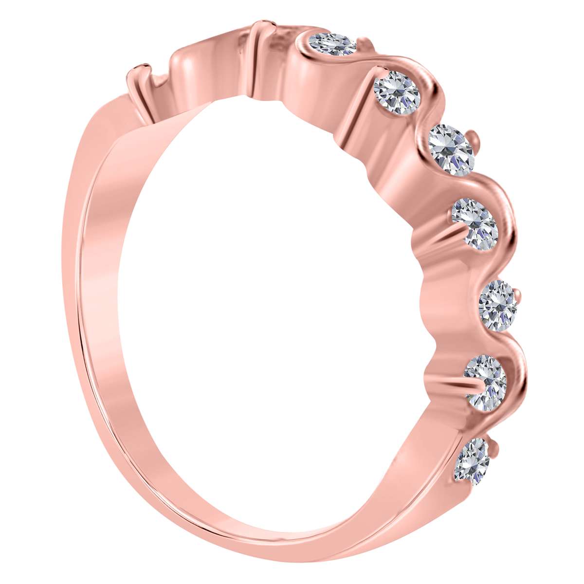 1/2 Carat Natural Prong Set Diamond Engagement Wedding Band For Women in 10K Rose/ White & Yellow Gold Mauli Jewels