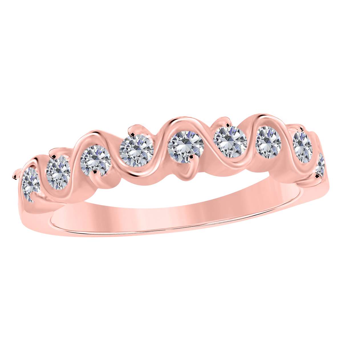 1/2 Carat Natural Prong Set Diamond Engagement Wedding Band For Women in 10K Rose/ White & Yellow Gold Mauli Jewels