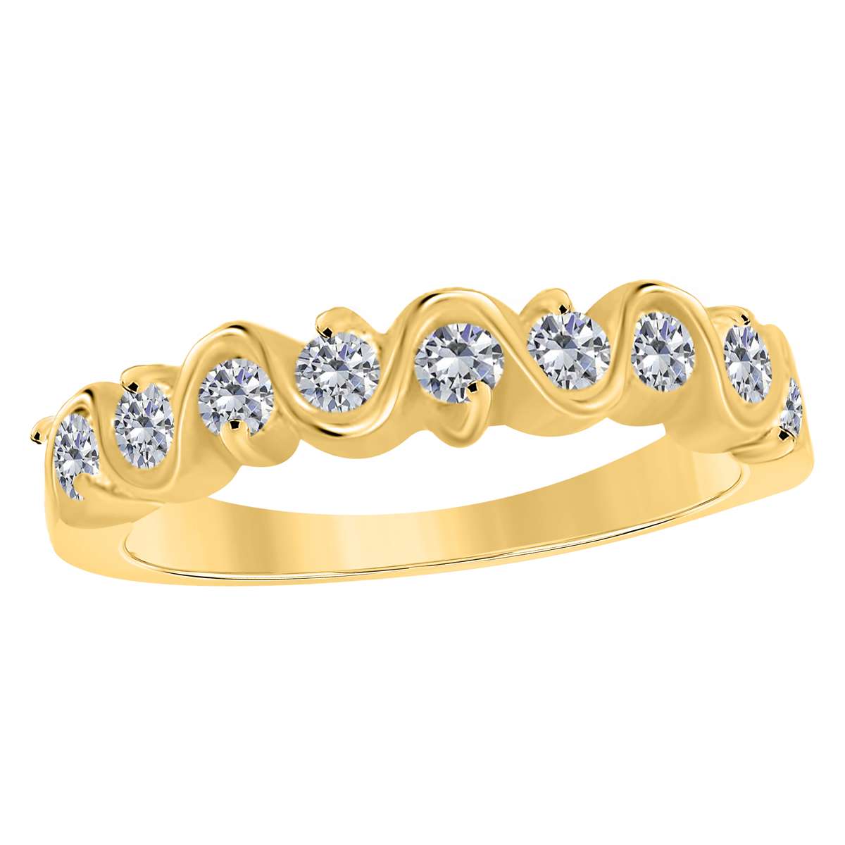 1/2 Carat Natural Prong Set Diamond Engagement Wedding Band For Women in 10K Rose/ White & Yellow Gold Mauli Jewels