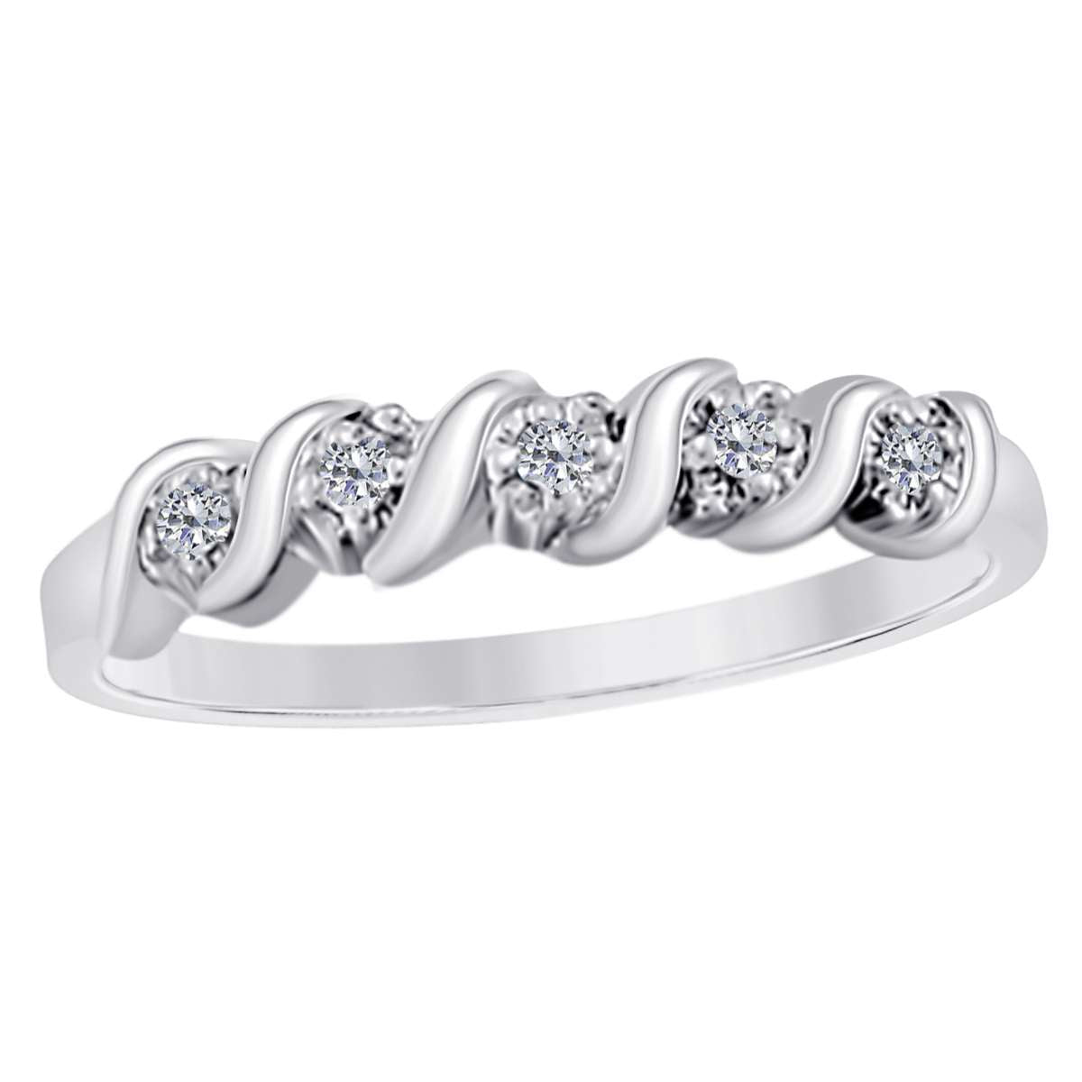 10K Rose White & Yellow Gold 0.05 Carat Natural Diamond Prong Set Wedding Band For Women Mauli Jewels