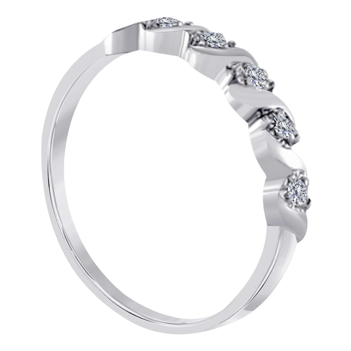 10K Rose White & Yellow Gold 0.05 Carat Natural Diamond Prong Set Wedding Band For Women Mauli Jewels