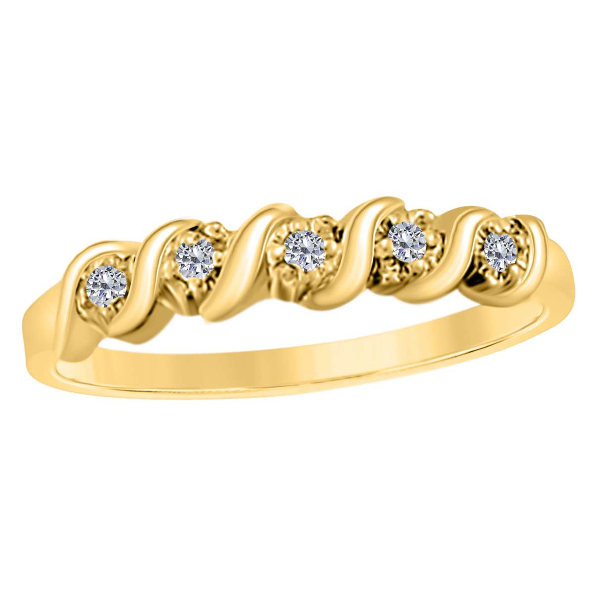 10K Rose White & Yellow Gold 0.05 Carat Natural Diamond Prong Set Wedding Band For Women Mauli Jewels