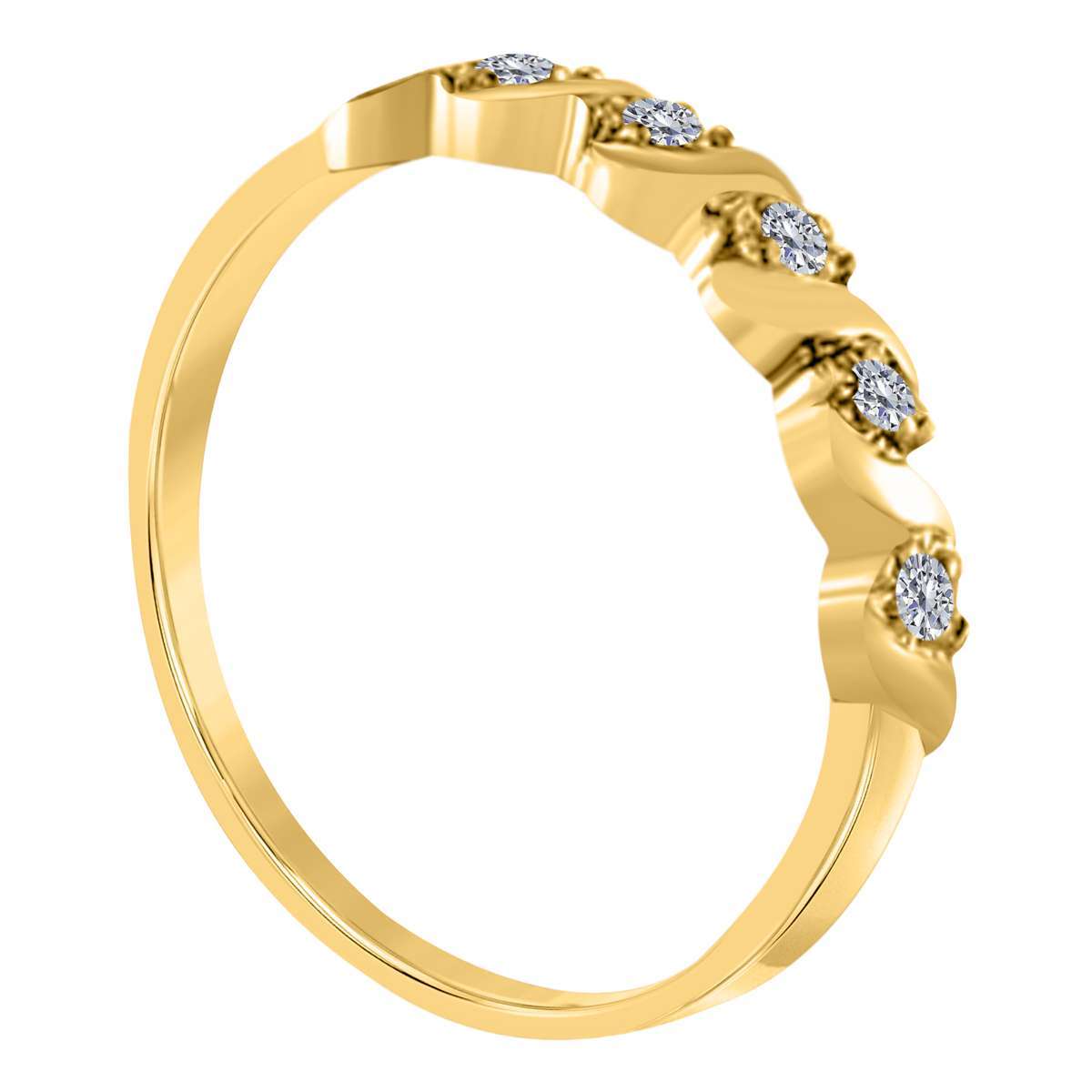 10K Rose White & Yellow Gold 0.05 Carat Natural Diamond Prong Set Wedding Band For Women Mauli Jewels
