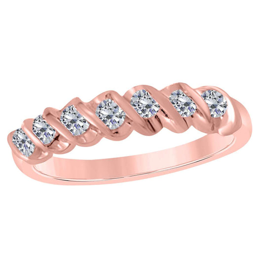 1/2 Carat Sparkler Round Diamond Channel Set Wedding Band For Women In 10K Rose White & Yellow Gold Mauli Jewels