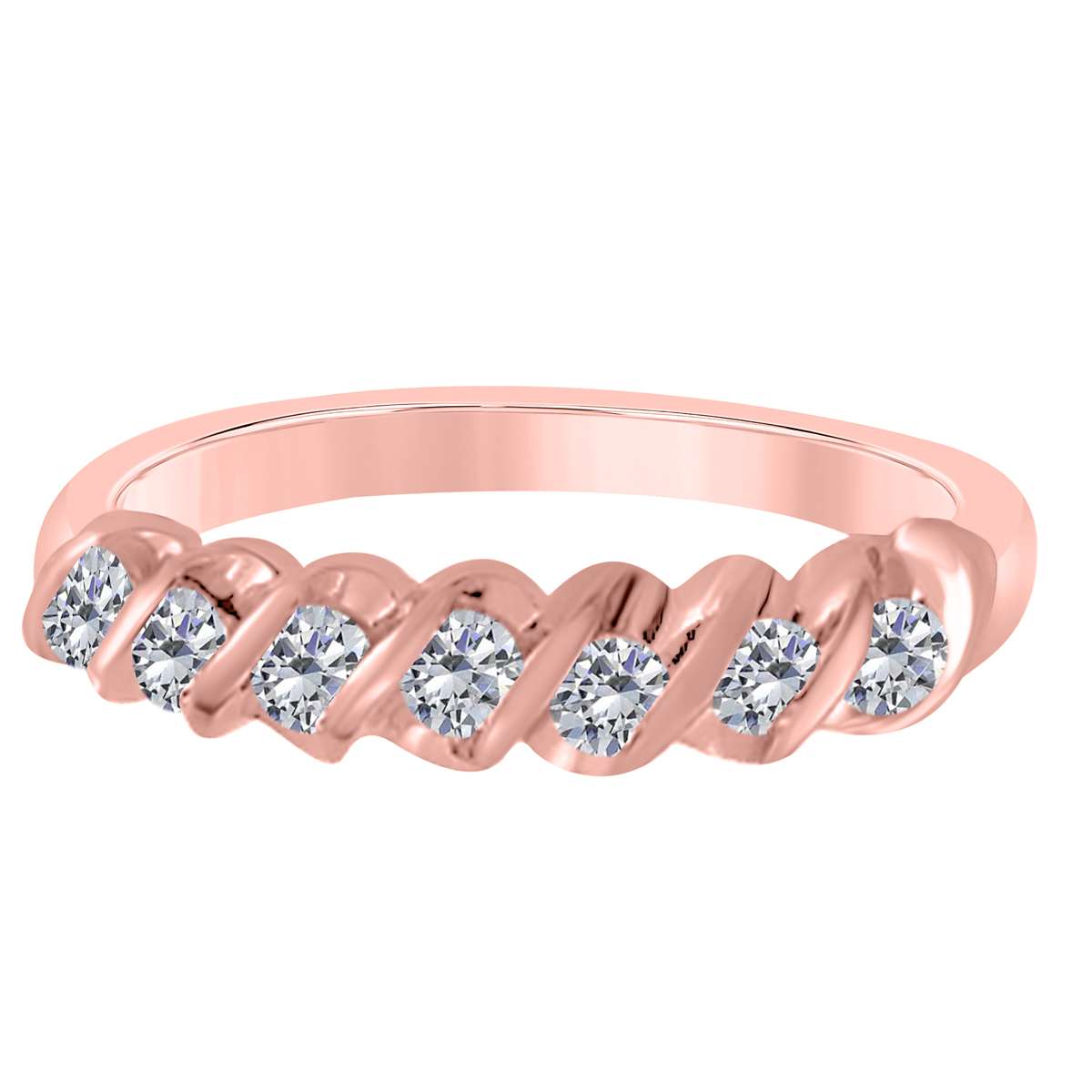 1/2 Carat Sparkler Round Diamond Channel Set Wedding Band For Women In 10K Rose White & Yellow Gold Mauli Jewels