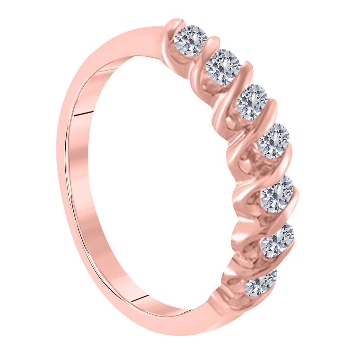 1/2 Carat Sparkler Round Diamond Channel Set Wedding Band For Women In 10K Rose White & Yellow Gold Mauli Jewels