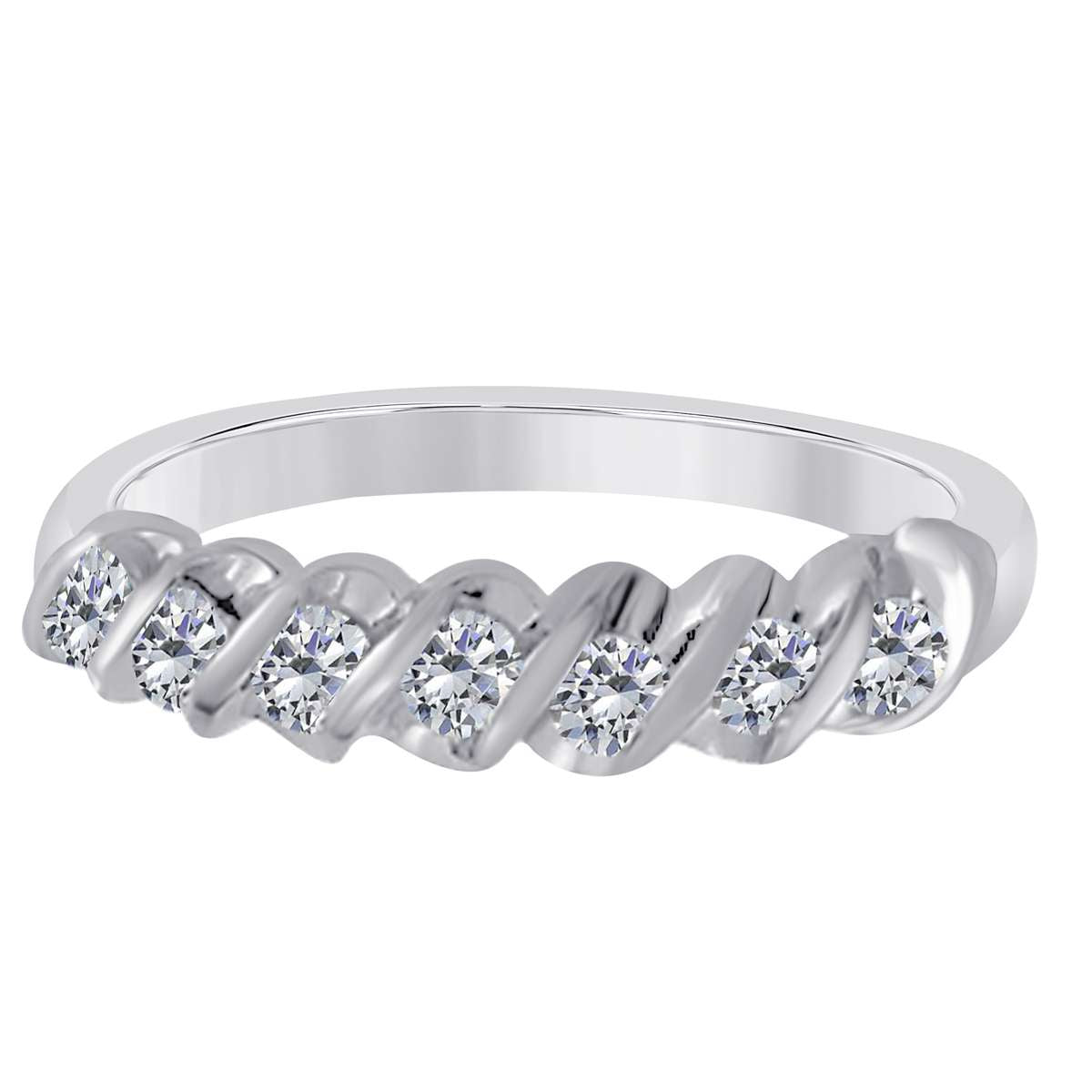 1/2 Carat Sparkler Round Diamond Channel Set Wedding Band For Women In 10K Rose White & Yellow Gold Mauli Jewels