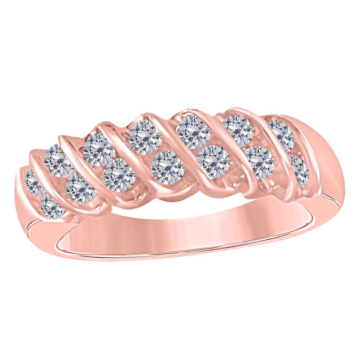 0.55 Carat Natural Diamond Wedding Band for Women in 10K Rose, White & Yellow Gold Mauli Jewels