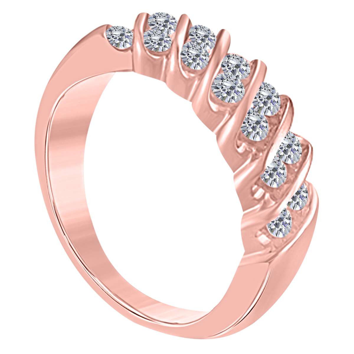 0.55 Carat Natural Diamond Wedding Band for Women in 10K Rose, White & Yellow Gold Mauli Jewels