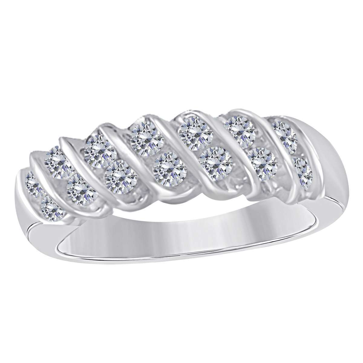 0.55 Carat Natural Diamond Wedding Band for Women in 10K Rose, White & Yellow Gold Mauli Jewels