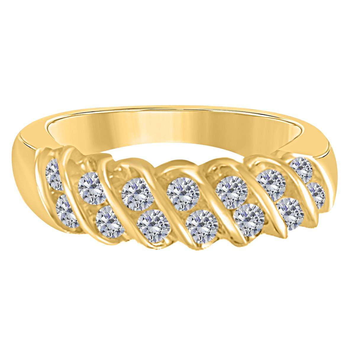 0.55 Carat Natural Diamond Wedding Band for Women in 10K Rose, White & Yellow Gold Mauli Jewels